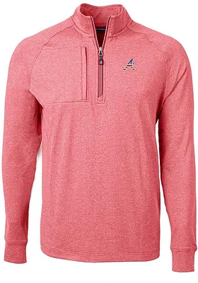 Cutter and Buck Atlanta Braves Mens Red Americana Adapt Eco Long Sleeve Qtr Zip Pullover