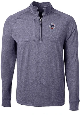 Cutter and Buck Chicago Cubs Mens Navy Blue Americana Adapt Eco Long Sleeve Qtr Zip Pullover