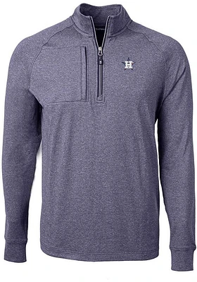 Cutter and Buck Houston Astros Mens Navy Blue Americana Adapt Eco Long Sleeve Qtr Zip Pullover