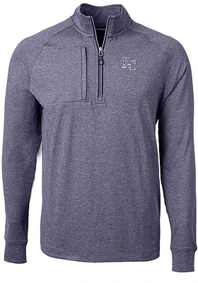 Cutter and Buck Kansas City Royals Mens Navy Blue Americana Adapt Eco Long Sleeve Qtr Zip Pullover