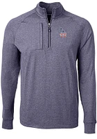 Cutter and Buck Los Angeles Dodgers Mens Navy Blue Americana Adapt Eco Long Sleeve Qtr Zip Pullove..
