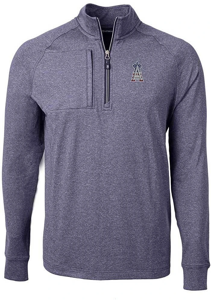 Cutter and Buck Los Angeles Angels Mens Navy Blue Americana Adapt Eco Long Sleeve Qtr Zip Pullover
