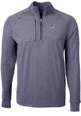 Cutter and Buck Miami Marlins Mens Navy Blue Americana Adapt Eco Long Sleeve Qtr Zip Pullover