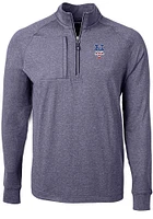 Cutter and Buck New York Mets Mens Navy Blue Americana Adapt Eco Long Sleeve Qtr Zip Pullover