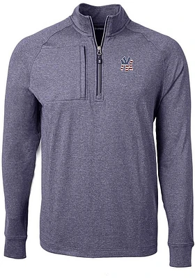 Cutter and Buck New York Yankees Mens Navy Blue Americana Adapt Eco Long Sleeve Qtr Zip Pullover