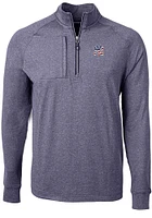 Cutter and Buck New York Yankees Mens Navy Blue Americana Adapt Eco Long Sleeve Qtr Zip Pullover