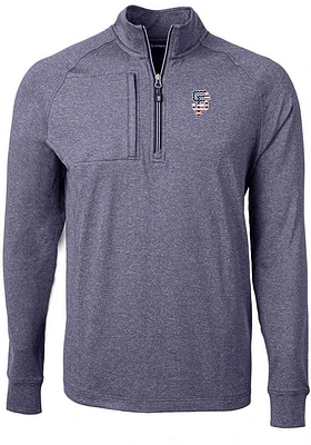 Cutter and Buck San Francisco Giants Mens Navy Blue Americana Adapt Eco Long Sleeve Qtr Zip Pullov..