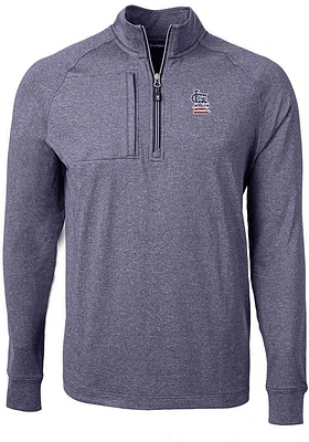 Cutter and Buck St Louis Cardinals Mens Navy Blue Americana Adapt Eco Long Sleeve Qtr Zip Pullover