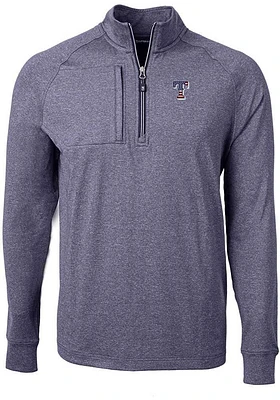 Cutter and Buck Texas Rangers Mens Navy Blue Americana Adapt Eco Long Sleeve Qtr Zip Pullover