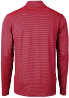 Cutter and Buck Baltimore Orioles Mens Red Virtue Eco Pique Micro Stripe Long Sleeve Qtr Zip Pullo..
