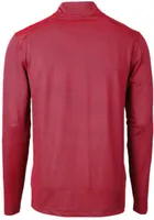 Cutter and Buck Cincinnati Reds Mens Red Virtue Eco Pique Micro Stripe Long Sleeve Qtr Zip Pullo..