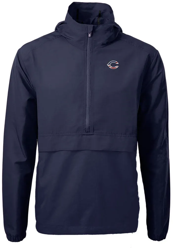 Cutter and Buck Cincinnati Reds Mens Navy Blue Americana Charter Eco Pullover Jackets