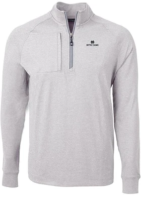 Cutter and Buck Notre Dame Fighting Irish Mens Grey Adapt Eco Knit Big Tall Qtr Zip