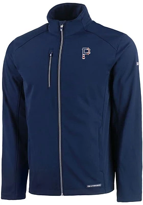 Cutter and Buck Pittsburgh Pirates Mens Navy Blue Evoke Softshell Light Weight Jacket
