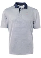 Cutter and Buck Cincinnati Reds Mens Navy Blue Virtue Eco Pique Micro Stripe Short Sleeve Polo