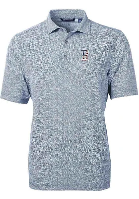 Cutter and Buck Boston Red Sox Mens Navy Blue Stars Stripes Virtue Eco Pique Botanical Short..