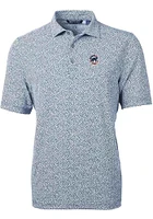 Cutter and Buck Chicago Cubs Mens Navy Blue Stars Stripes Virtue Eco Pique Botanical Short S..