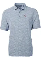 Cutter and Buck Cincinnati Reds Mens Navy Blue Virtue Eco Pique Botanical Short Sleeve Polo