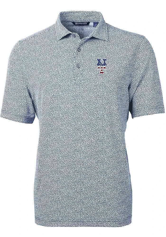 Cutter and Buck New York Mets Mens Navy Blue Virtue Eco Pique Botanical Short Sleeve Polo