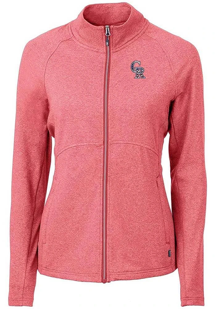 Cutter and Buck Colorado Rockies Womens Red Adapt Eco Knit Light Weight Jacket