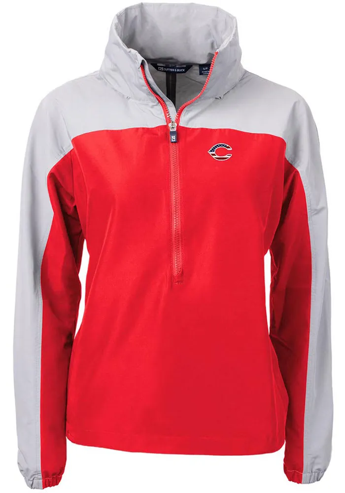 Cutter and Buck Cincinnati Reds Womens Charter Eco Long Sleeve Pullover