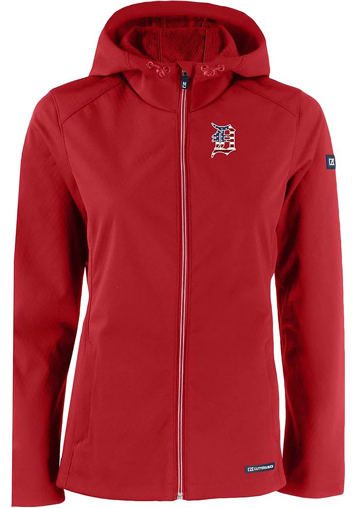 Cutter and Buck Detroit Tigers Womens Red Evoke Softshell Light Weight Jacket