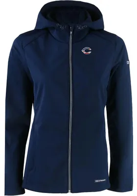 Cutter and Buck Cincinnati Reds Womens Navy Blue Evoke Softshell Light Weight Jacket