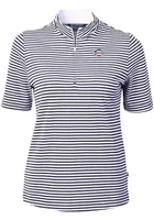 Cutter and Buck Cincinnati Reds Womens Navy Blue Virtue Eco Pique Stripe Short Sleeve Polo Shirt