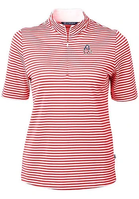 Cutter and Buck Baltimore Orioles Womens Red Virtue Eco Pique Stripe Short Sleeve Polo Shirt