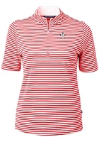Cutter and Buck Houston Astros Womens Red Virtue Eco Pique Stripe Short Sleeve Polo Shirt