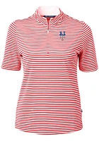Cutter and Buck New York Mets Womens Red Virtue Eco Pique Stripe Short Sleeve Polo Shirt