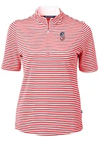 Cutter and Buck Seattle Mariners Womens Red Virtue Eco Pique Stripe Short Sleeve Polo Shirt