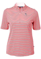 Cutter and Buck Tampa Bay Rays Womens Red Virtue Eco Pique Stripe Short Sleeve Polo Shirt