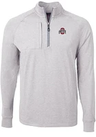 Cutter and Buck Ohio State Buckeyes Mens Grey Adapt Eco Knit Big Tall Qtr Zip