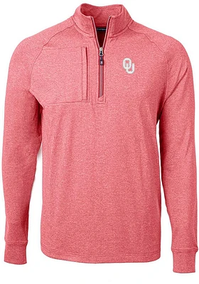 Cutter and Buck Oklahoma Sooners Mens Adapt Eco Knit Big Tall Qtr Zip