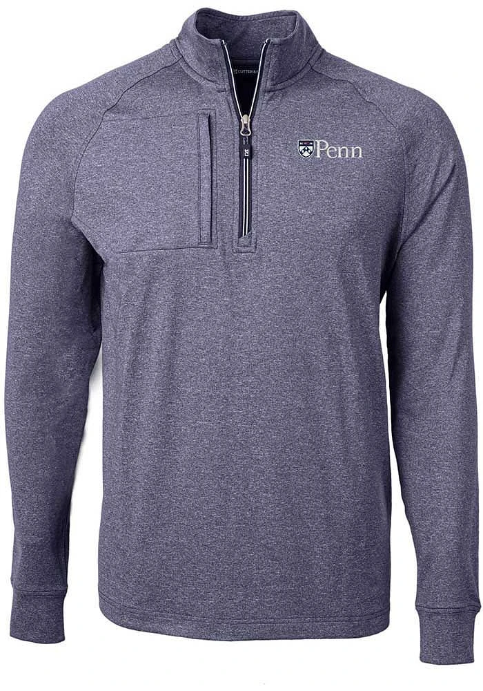 Cutter and Buck Pennsylvania Quakers Mens Navy Blue Adapt Eco Knit Big Tall Qtr Zip