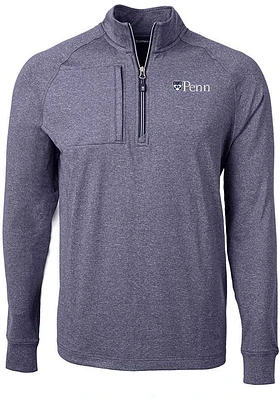 Cutter and Buck Pennsylvania Quakers Mens Navy Blue Adapt Eco Knit Big Tall Qtr Zip