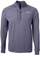 Cutter and Buck Pennsylvania Quakers Mens Navy Blue Adapt Eco Knit Big Tall Qtr Zip