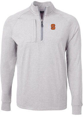 Cutter and Buck Syracuse Orange Mens Grey Adapt Eco Knit Big Tall Qtr Zip