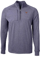 Cutter and Buck Texas Longhorns Mens Navy Blue Adapt Eco Knit Big Tall Qtr Zip