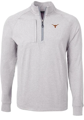 Cutter and Buck Texas Longhorns Mens Grey Adapt Eco Knit Big Tall Qtr Zip
