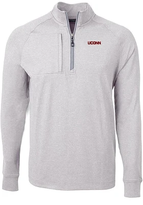 Cutter and Buck UConn Huskies Mens Grey Wordmark Adapt Eco Knit Big Tall Qtr Zip