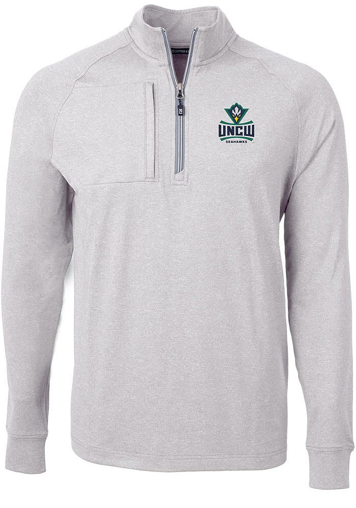 Cutter and Buck UNCW Seahawks Mens Grey Adapt Eco Knit Big Tall Qtr Zip