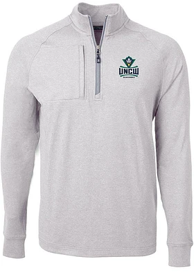 Cutter and Buck UNCW Seahawks Mens Grey Adapt Eco Knit Big Tall Qtr Zip
