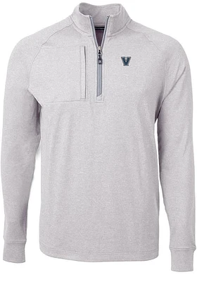 Cutter and Buck Villanova Wildcats Mens Grey Adapt Eco Knit Big Tall Qtr Zip