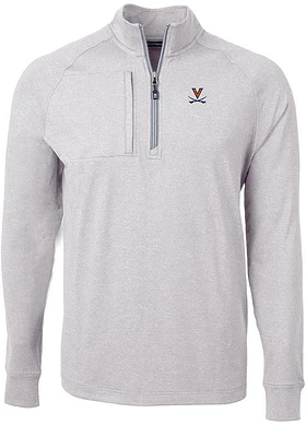 Cutter and Buck Virginia Cavaliers Mens Grey Adapt Eco Knit Big Tall Qtr Zip
