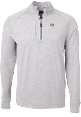 Cutter and Buck Wake Forest Demon Deacons Mens Grey Adapt Eco Knit Big Tall Qtr Zip