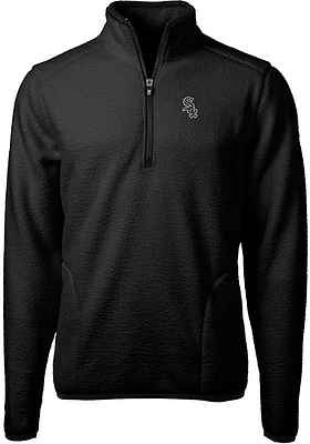 Cutter and Buck Chicago White Sox Mens Black Cascade Eco Sherpa Fleece Long Sleeve Qtr Zip Pullove..