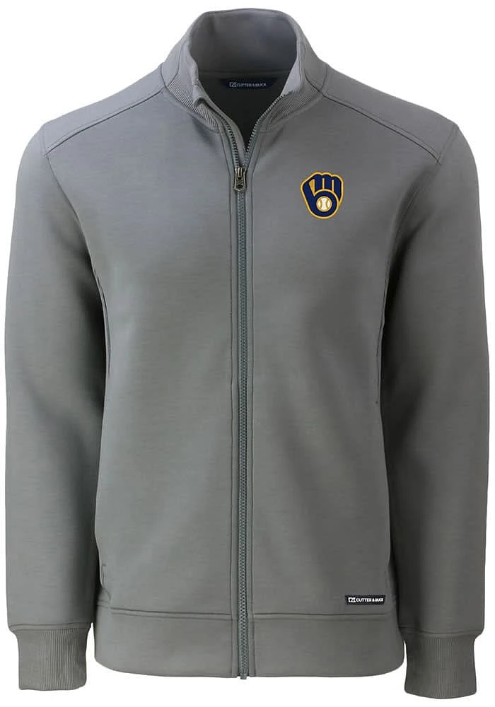 Cutter and Buck Milwaukee Brewers Mens Grey Roam Light Weight Jacket
