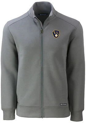 Cutter and Buck Milwaukee Brewers Mens Grey Roam Light Weight Jacket
